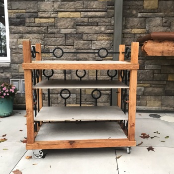 cedar serving tray cart